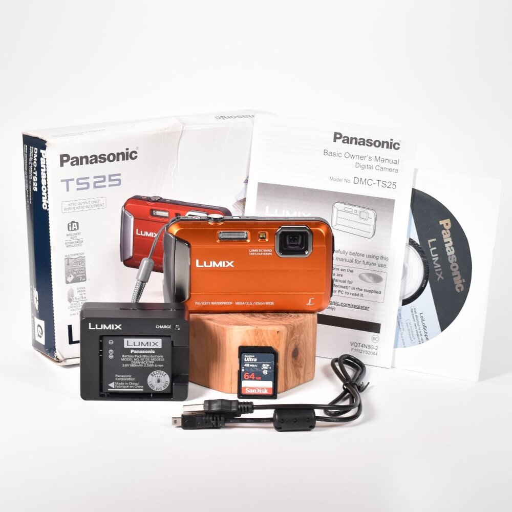 Panasonic Lumix DMC-TS25 Digital Camera 16.1MP 4x Zoom HD Video 64GB SD MINT